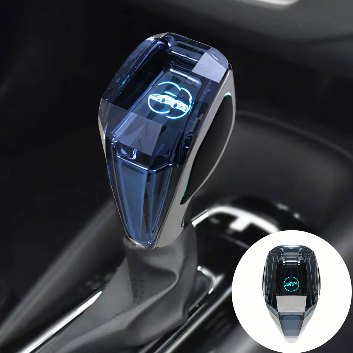 Car Crystal Handles Gear Shift Knob Lever Stick Head,Touch Activated Multi-Color Ultra LED Light Illuminated Gear Knob For Toyota lexus mazda crown Mitsubishi ALPHARD lada Subaru Universal Interchangeable Knob Car Accessories
