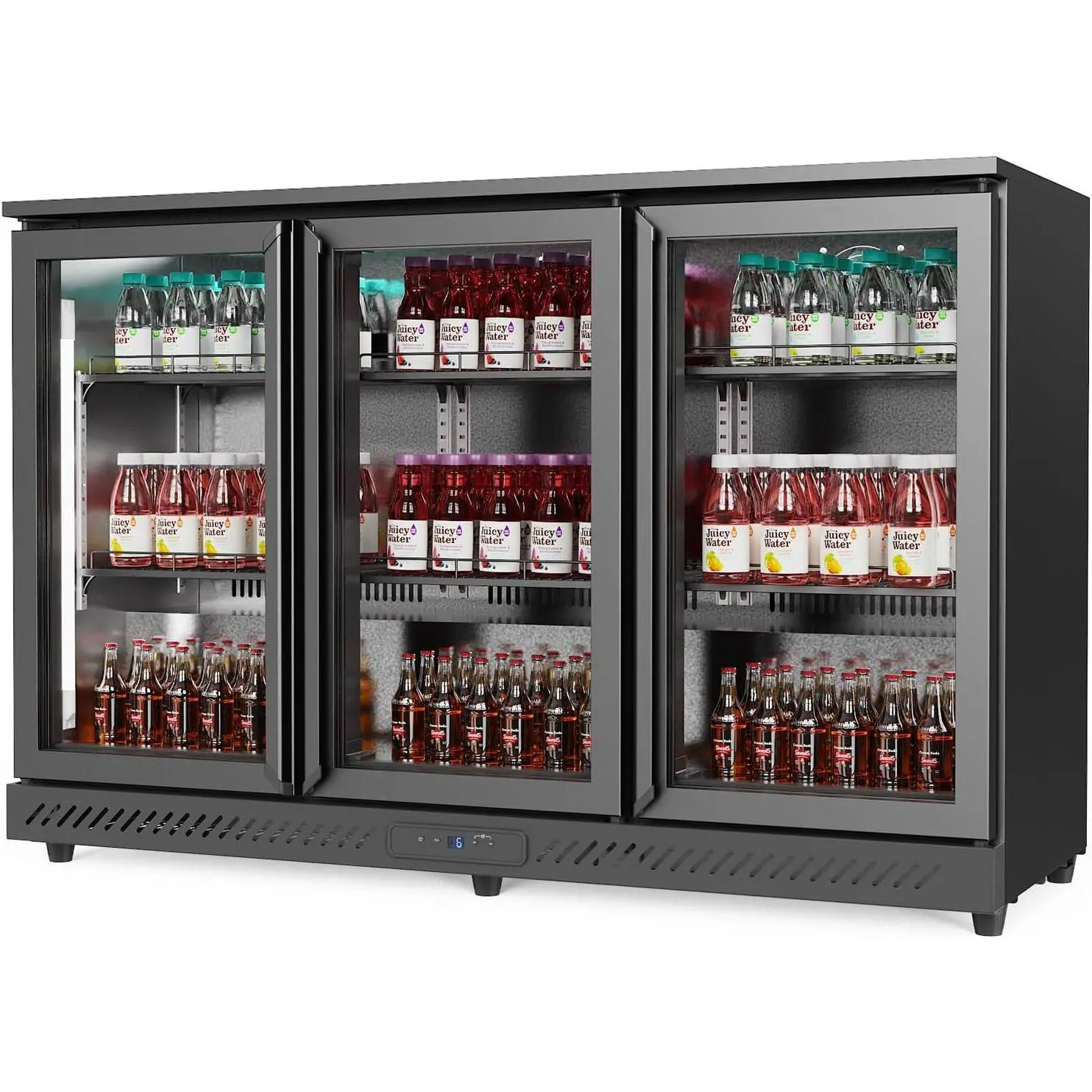 ROVSUN 11.4 Cu.Ft ETL-Certified 3-Door Commercial Back Bar Cooler Freezer - Beverage Cool Refrigerator with LED Digital Temp Control for Restaurant Use