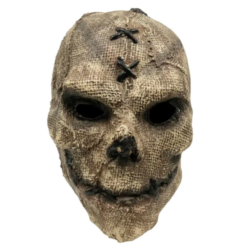 Skull Skeleton Face Mask with Slipknot Rope - Lightweight Horror Halloween Party Headgear, Fashion Face Covering, Paint Prop Box-Included Accessory, Gothic, Latex, Accessories, Cosplay, Sack, Figure, Burlap Texture, Black Metal, Adult, Customizable