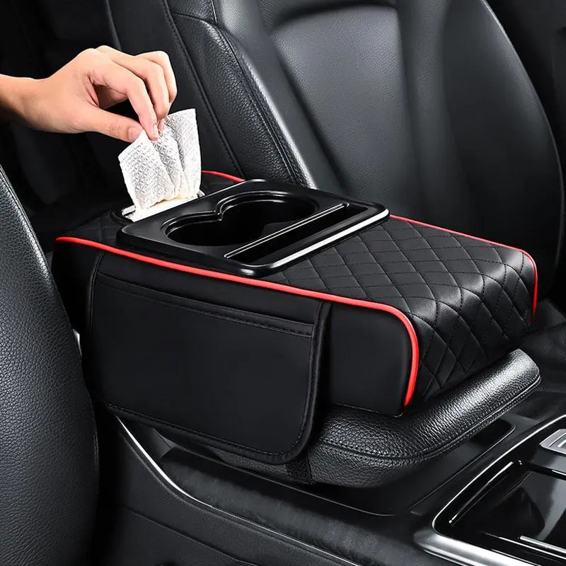 Multifunctional 4-In-1 Car Armrest Box Height Cushion, Center Armrest Box, Cup Holder, Extended Tissue Box - Car Interior Accessories - Car Beauty and Maintenance