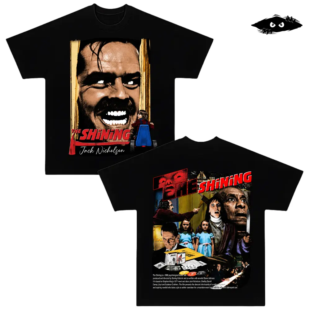 The Shining Movie Shirt, Jack Nicholson Horror Film Tee, Double Sided Vintage Horror Graphic T-Shirt, Stephen King Classic Movie Merch, Heavyweight Cotton Oversized Streetwear Tee, Halloween Gift