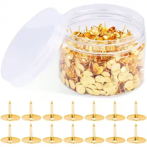 300pcs Round Head Push Pins, Cork Board Decorative Flat Head Pins, Wall Nails, Wooden Map Pins, Office Metal Push Pins with Storage Box, Flat Head Design