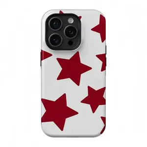 Cream & Burgundy Star Pattern Phone Case for iPhone 17 Pro Max 16 15 14 13 12 11 & Samsung S25 S24 S23 S22 S21