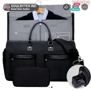 Convertible Garment Bag with Shoulder Strap, Carry on Garment Duffel Bag for Men Women,Waterproof & Wrinkle-Free Suit Carrier for Business Trips & Weekend Getaways, Foldable & Lightweight