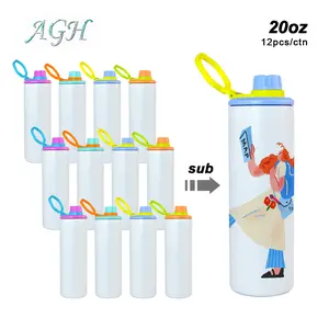 AGH US NEW Arrival Sports Tumbler 20 OZ Sublimation UV Printing DIY Stainless Steel with 4-Color Mixed Handle Lids & Full Sublimation DIY Accessories 12pcs/ctn Vday Party Ester Weddings Business Custom Gift - Thermal Flask