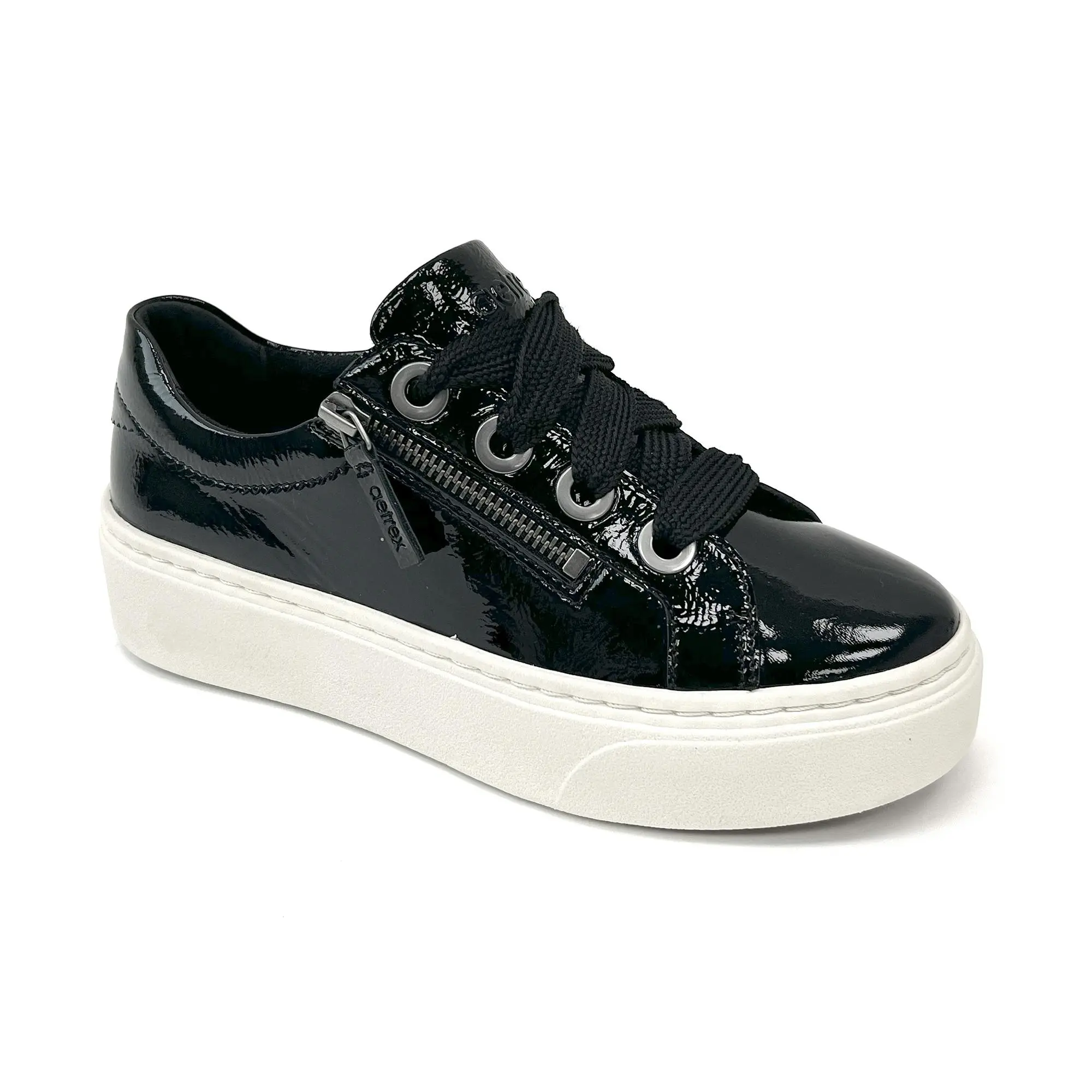 Aetrex Aubrey Arch Support Platform Sneaker - Black Patent | Women's Orthotic Sneakers with Arch Support for All-Day Comfort, Rubber, Casual, Shoe