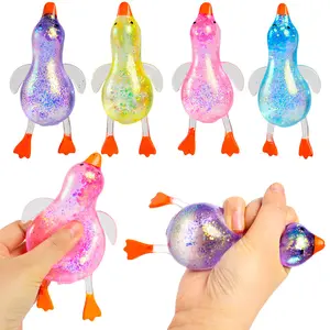 Cute Duck Candy Stress Ball – Aurora Glitter Slow Rise Squishy Toy, Food Grade Silicone Squeeze Duck for Stress Relief, Mini Sensory Fidget for Kids & Adults