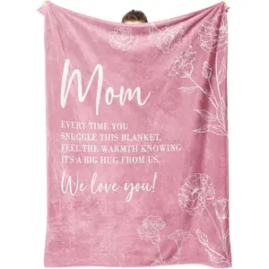 Gift for Mom Birthday Gift Blanket Gift for Mother from Daughter/Son We Love You Gift for Mother Mother's Day Christmas 60 inches x 50 inches (approx.152.4 x 127 cm) Pink