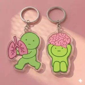 Smiski Inspired Human Anatomy Major Organs Keychain Set 4 Piece Medical Student Gift Cute Acrylic Charm for Brain Heart Lungs Kidneys Biology Science Anatomy Teacher Accessory