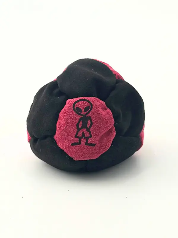 Venus Sand-Weight Hacky Sack - Pink Alien Patch Footbag, Hand-Built 45g, 2-Tone Pink Body, Minimal Bounce Flat Landing for Stalls & Trick Work, Organiser