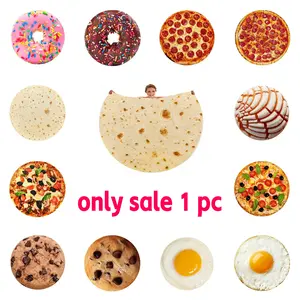 Funny & Realistic Print Flannel Cozy Throw Blanket, Omelette, Cookie, Burrito, Pizza, Waffle Patterns, Size Optional, Perfect Gift, All-Season Use