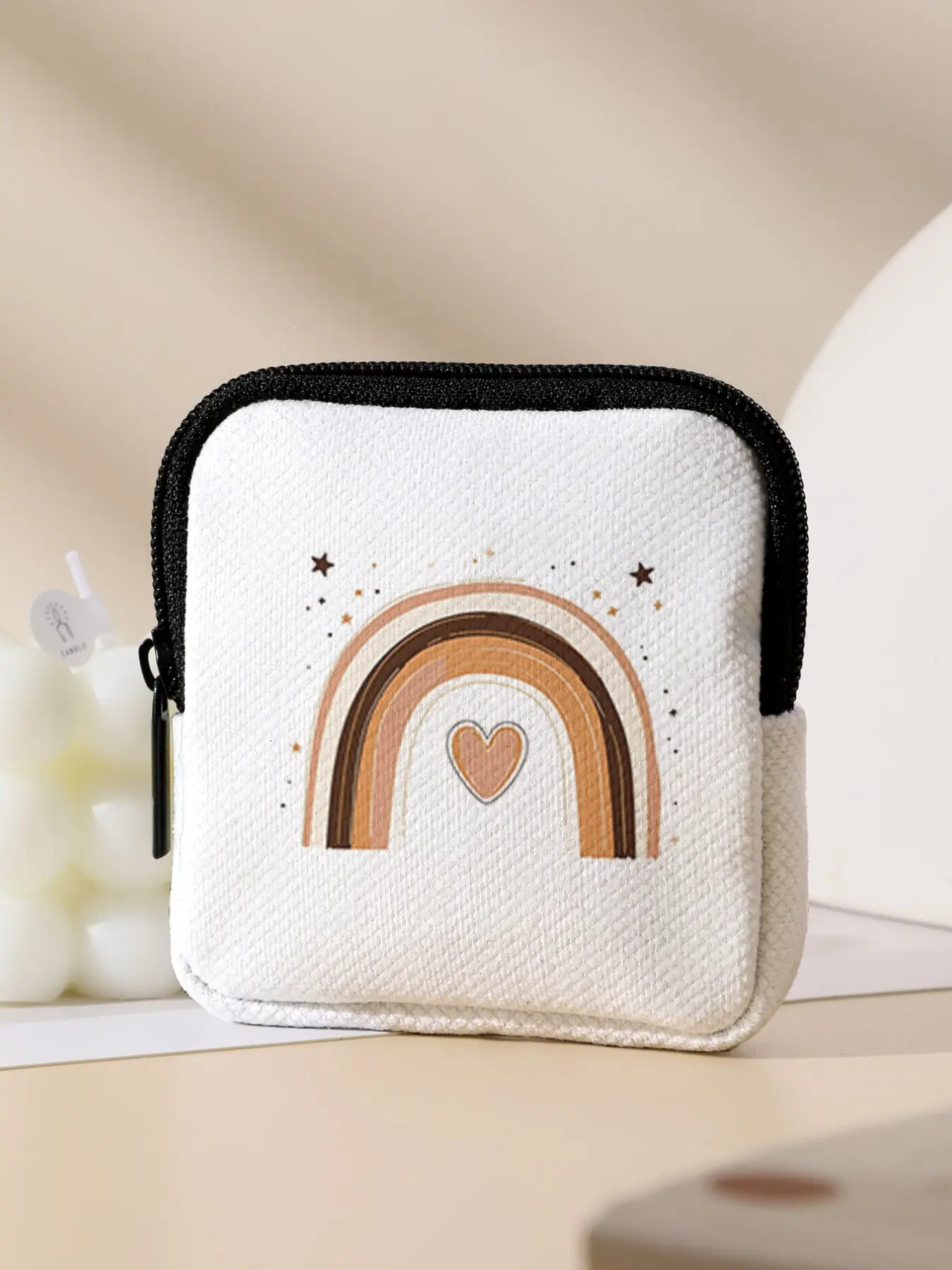 Rainbow Pattern Printed Coin Wallet, Multifunctional Storage Bag, Durable Polyester, Digital Printing, Key Card Holder, Ideal Gift