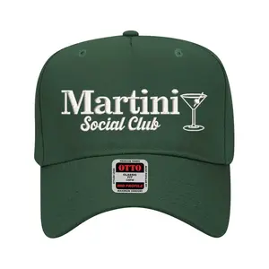 DSY Lifestyle Martini Social Club Two-Tone 5-Panel Embroidered Baseball Hat - Bold Statement Snapback Cap for Casual Outings & Memes