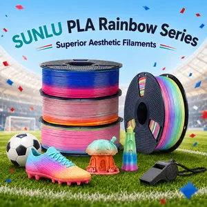 SUNLU Transparent Rainbow PLA Filament – Multicolor 3D Printer Filament for Easter, Christmas & Small Business (Smooth Color Change 8m/Color, 1kg 330m)