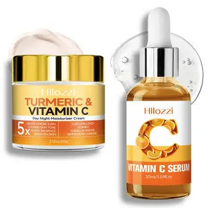 Turmeric Vc Moisturizing Cream and Serum, Smooth Hydrate Skin, Long-lasting Hydration, Silky Texture, Lightweight and Non-greasy, Skin Brightening Kit