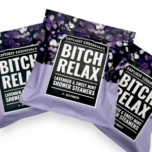 Explicit Essentials Bitch Relax Shower Steamers, Lavender & Sweet Mint Shower Fizzies, Scented Self Care Gift For Her