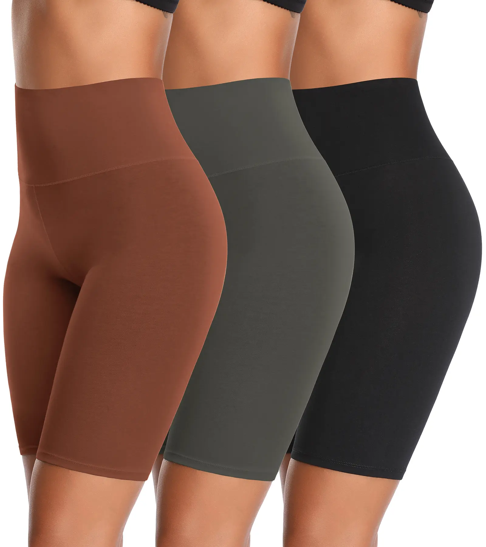 Women's High Waisted Pure Cotton Anti-Chafing Shorts, 3 Pack Soft Breathable Underwear for Yoga Gym Daily Workout Anti-Friction Bottoms