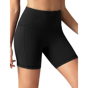 Dreamlux No Front Seam High Waist Biker Shorts With Pockets For Women 6" Inseam Tummy Control Yoga Short