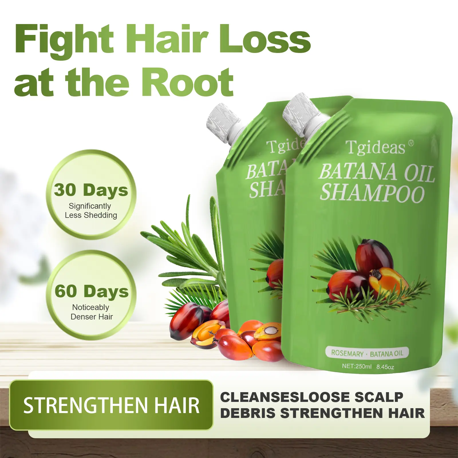 Tgideas Rosemary Batana Oil Shampoo - Fortifies hair strands, deeply cleanses scalp & hair, nourishes with natural extracts, maintains hair health, daily care formula 250ml (8.45oz) #SummerWins #SummerWins #DealsForYouDays