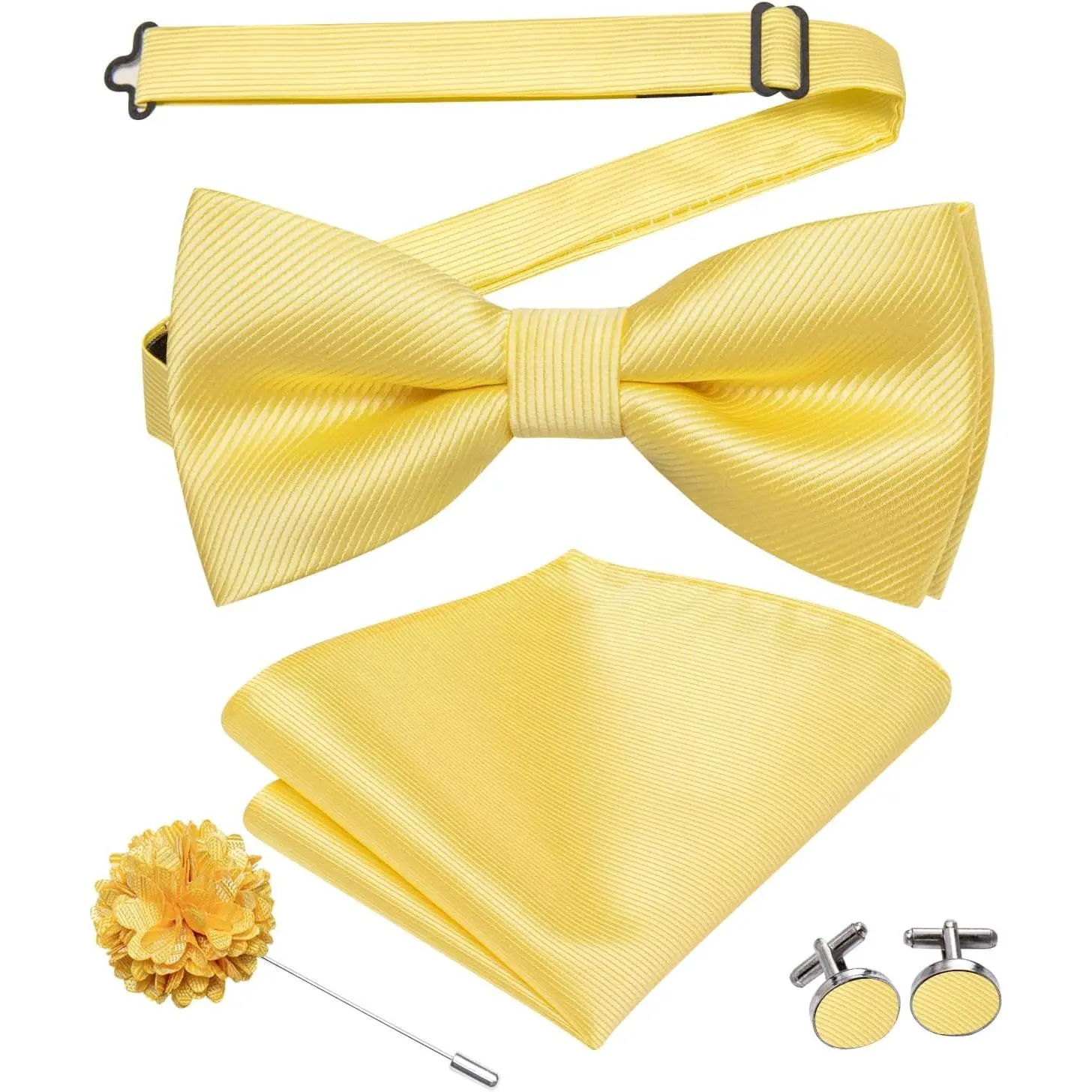 Bow Ties for Men Pre-Tied Pocket Square Lapel Pin Cufflinks Mens Bowtie Sets for Wedding Formal