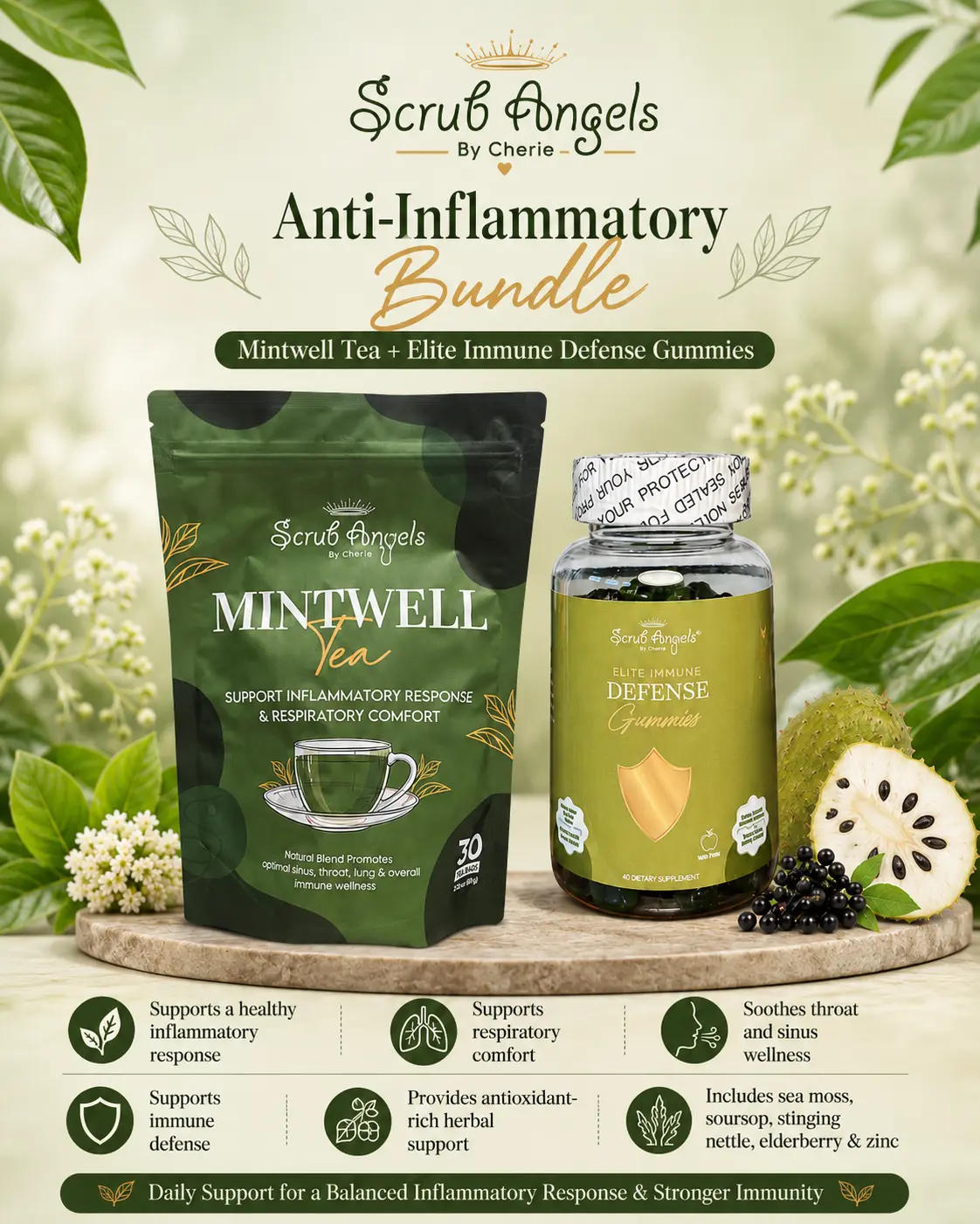 Scrub Angels - Anti Inflammatory Mintwell Bundle, Tea, Herbal Scrub Angels - Anti Inflammatory Mintwell Bundle, Tea, Herbal