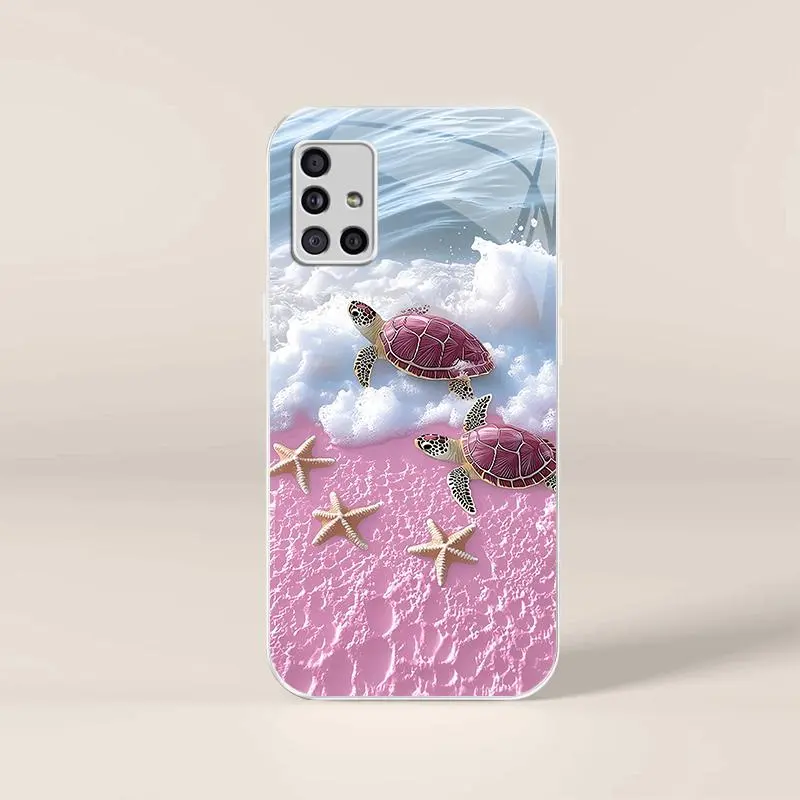 Cute tropical summer vacation phone case, clear coastal island ocean bumper for Galaxy A51 — 975
