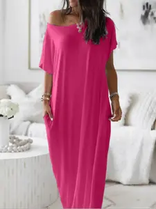 Women's Loose-Fit Batwing Long Dress, Casual Home Wear, Sleepwear, Minimalist Loungewear, Soft Comfortable Fabric, Elegant Victorian Style, Perfect Gift Idea