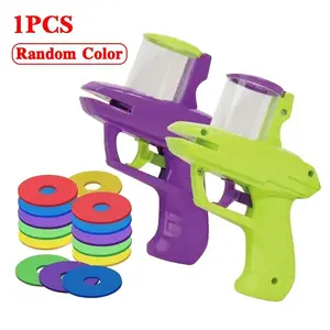 Kids Outdoor Game Foam Disc Gun Toy Flying Disc Shooting Launcher Gun Double Parent-child Interactive Children Toy Sport Toy