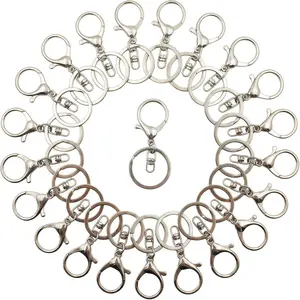 Lobster Claw Clasps for Keychains 24 count Metal Large Lobster Claw Clasps Flat Split Key Chain Rings Bag Charm Clip  Clip Hooks for  Key Chain Supplies Accessories ()