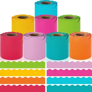 Bulletin Board Borders, 8 Rolls 262.4 Ft Bright Scalloped Bulletin Borders, Colorful Bulletin Board Decorations for Classroom Chalkboard Wall, School Whiteboard Trim DIY, Home, Office, Posters & Party