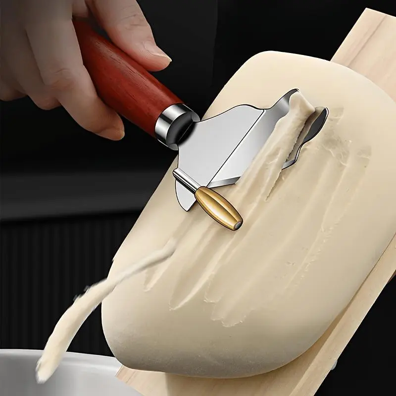 1/2pcs Reusable Stainless Steel Pasta Cutter - 301 Stainless Steel Pasta Tool with Wood Handle, Brass Wheel, Rustproof, Dishwasher-Safe Kitchen Utensil for Precise Cuts, Easy Cleaning at Home
