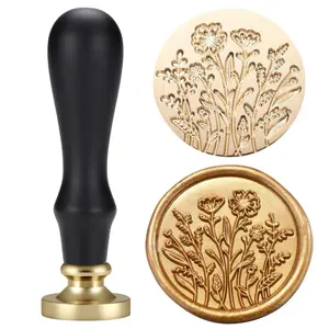 Wildflower Wax Seal Stamp Wildflower Sealing Stamp with Black Wood Handle for Wedding Invitation Gift Wrap Envelopes Christmas Card