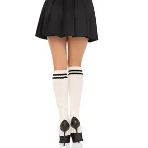 Hailey Stirrup Leg Warmers, Athletic Stripe Knee High Stocking