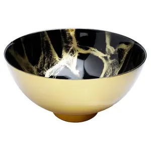 10.5 in. Black & Gold Marbleized Footed Bowl