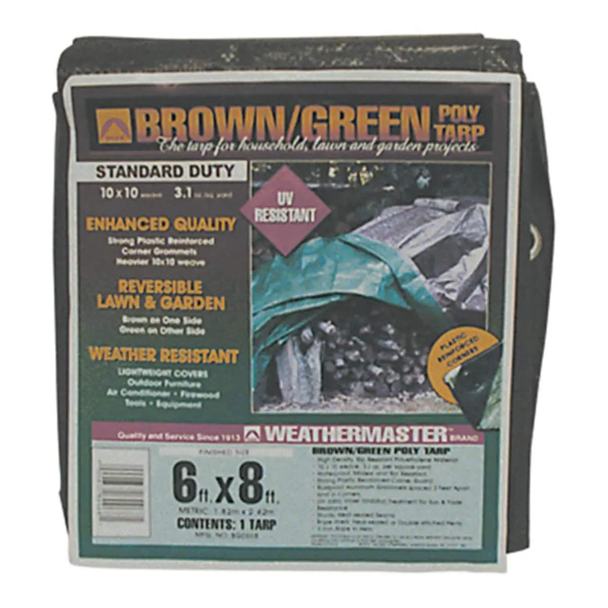 Dize Reversible Poly Tarp - Brown & Green, 6x8 ft, Model BG0608, Anti-Ultraviolet Heavy-Duty Polyethylene Tent Tarps, Wear-Resistant for Hiking, Anti-Ultraviolet Tent Tarps, Heavy-Duty Outdoor Tent Tarps