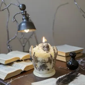 Teakwood Tombs Halloween Candle with Spooky Skull Design and Natural Teakwood Aroma for Festive Decor