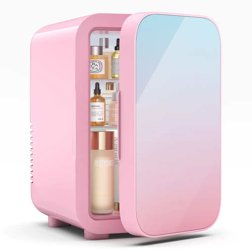 BEICHEN 6L/8-Can Mini Fridge - Cold/Warm Dual-Use Cooler & Warmer, Compact Portable Quiet Small Footprint Unit for Skincare, 12V Car Powered & Wall Plug Compatible, Dreamy Gradient Color