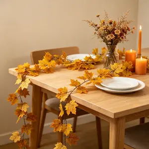 2m Realistic Maple Leaf Vine, High-Realism Autumn Leaves Vines, Thanksgiving Halloween Fireplace Table Wall Decor Hanging Ornament