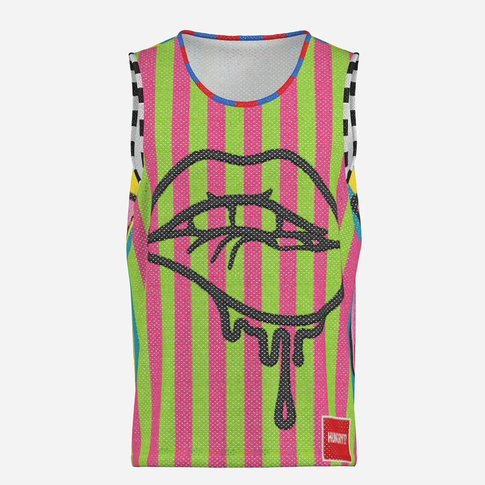 #L8NC Menswear Men’s Regular Scoop Neck Sleeveless LOVE Tank Top - Classic Fabric, Retro Dripping Print, All-Over Vertical Stripe Mesh, Lightweight Breathable Streetwear Jersey Undershirt with Hem, Ideal for Layering, Fruit & Halloween Use