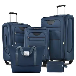 Softside Luggage Expandable 3 Piece Set Suitcase with Duffel Bag Upright Spinner Softshell Lightweight Luggage Travel Set-22/26/30 IN