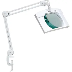 LED Magnifying Lamp with Clamp, Over 7 Inches Bigger Magnifier Glass Lens, Metal Swing Arm, 1200 Lumens, Bright 60PCS LEDs - 2.25X Magnification(White)