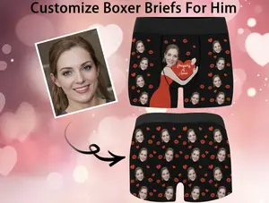 Personalized Face Boxers for Husband, Custom Photo Boxer Briefs, Custom Face Underwear, Custom Photo for Men, Popular Valentine's Day Gift Spandex Customized Soft