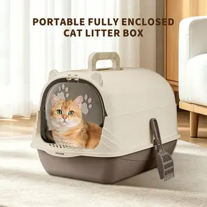 Portable Enclosed Cat Litter Box with Easy-Clean Top & Handle – Odor-Isolating, Removable Lid, Perfect for Small to Medium Cats