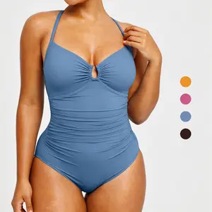 Merana Women's Smart Sculpt Shaping Swimsuit U-Ring Cut Out Slimming Swimwear One Piece Tummy Tucking Bathing Suit