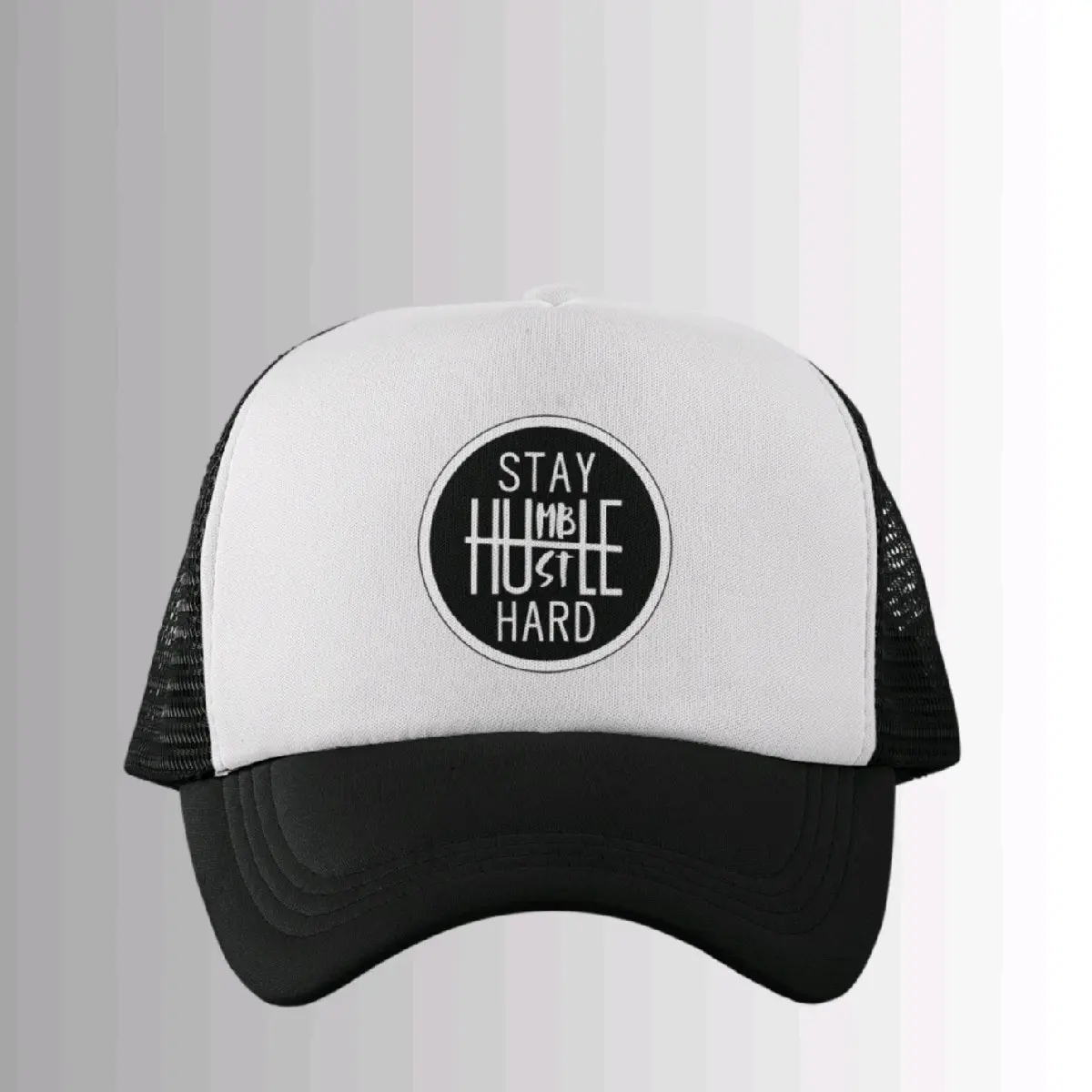 Stay Humble Hustle Hard Trucker Rounded Bill