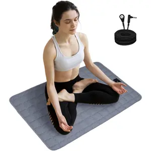 Grounding Mat for Feet 24"x35",Grounding Pad Anti-Slip Mat, Grounding Blanket Soft Cotton & Silver Fiber, Grounding Sheet for Sleep, Stress Relief (Grey)