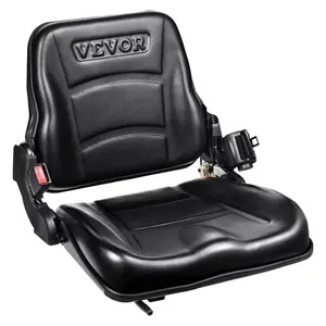 Fathersdaygift VEVOR Universal Forklift Seat, Fold Down Tractor Seat with Adjustable Angle Back, Micro Switch and Retractable Seatbelt, 6.3-13.4 inch Slot Forklift Seat for Tractor Loader Excavator