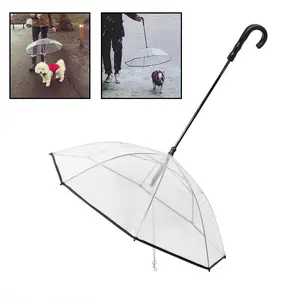Transparent Dog Umbrella with Leash – Removable Rain Protection Umbrella for Pets