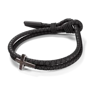 The Faithful - Rowdy Parrot FlexTech Adjustable Silicone Braided Rope Bracelet for Men - Featuring Religious Christian Jesus Cross Design