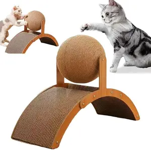 OMKI Ferris Wheel Cat Scratching Post with Vertical Scratching Ball,for rest and mental stimulation, comfortable rope ball, rotatable, suitable for all breeds, cat entertainment product, stable triangular base, cat scratching board, durable claw ball toy.